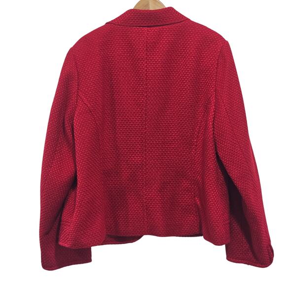 Cato Women Size 2X Red Waffle Weave Ruffle Collared Jacket Lined Professional - Picture 6 of 8